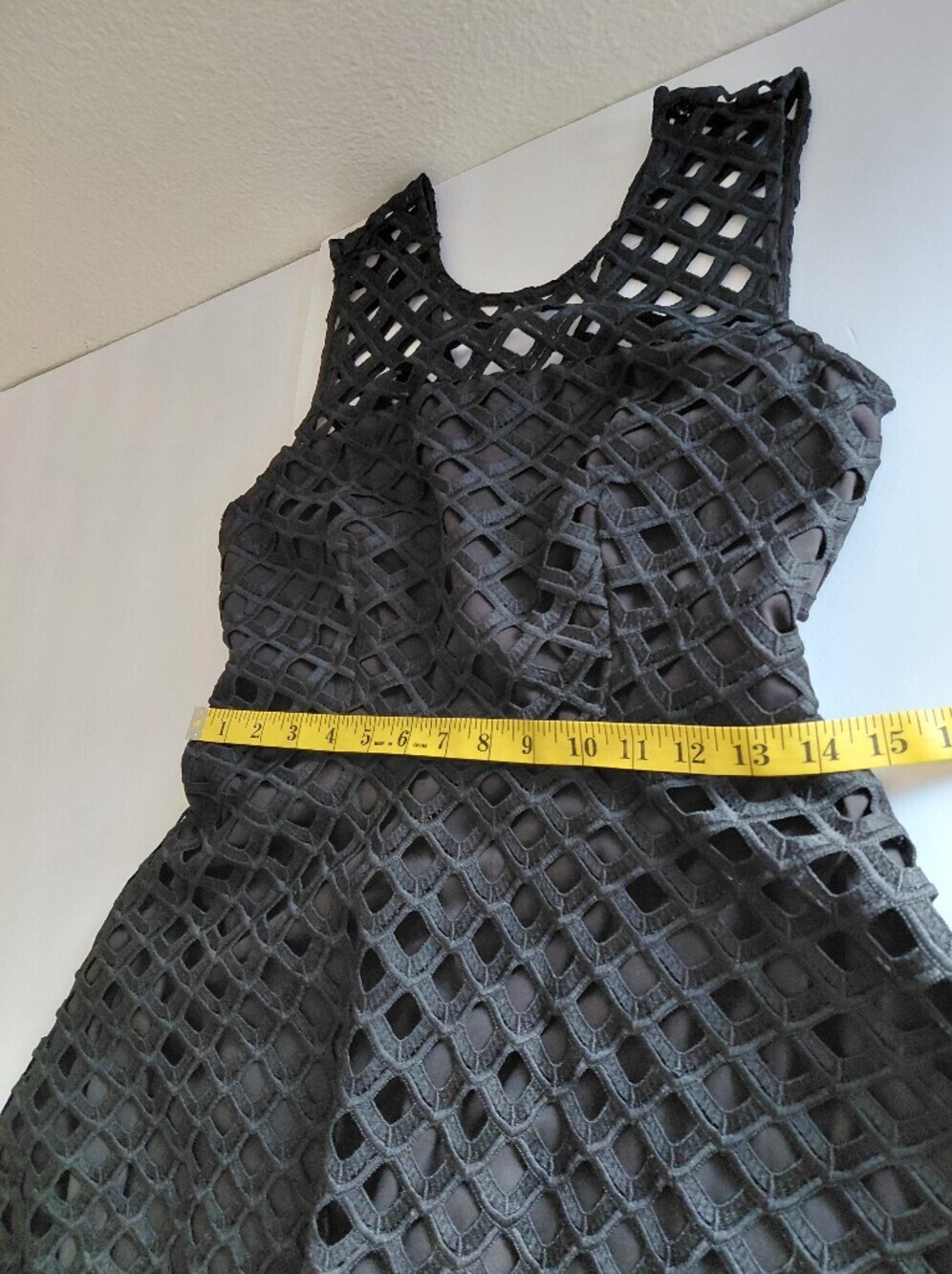 Milly Annemarie Lattice- Women's 6 Black Embroidered Handkerchief Dress NWT - Picture 12 of 15